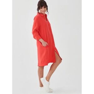 Perlavera Martha Shirt Dress Orange Red Large